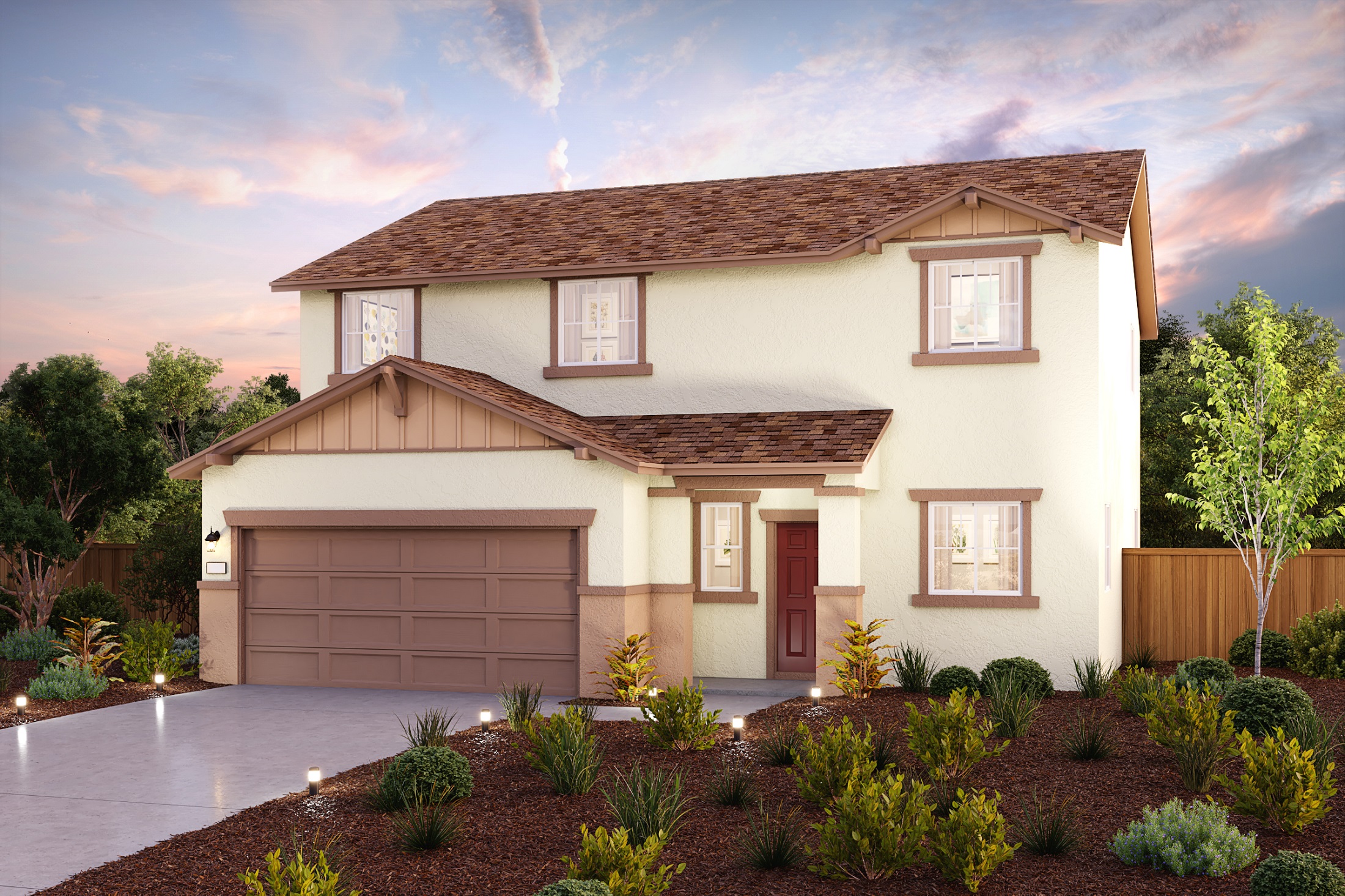 A house with a pond in the front.