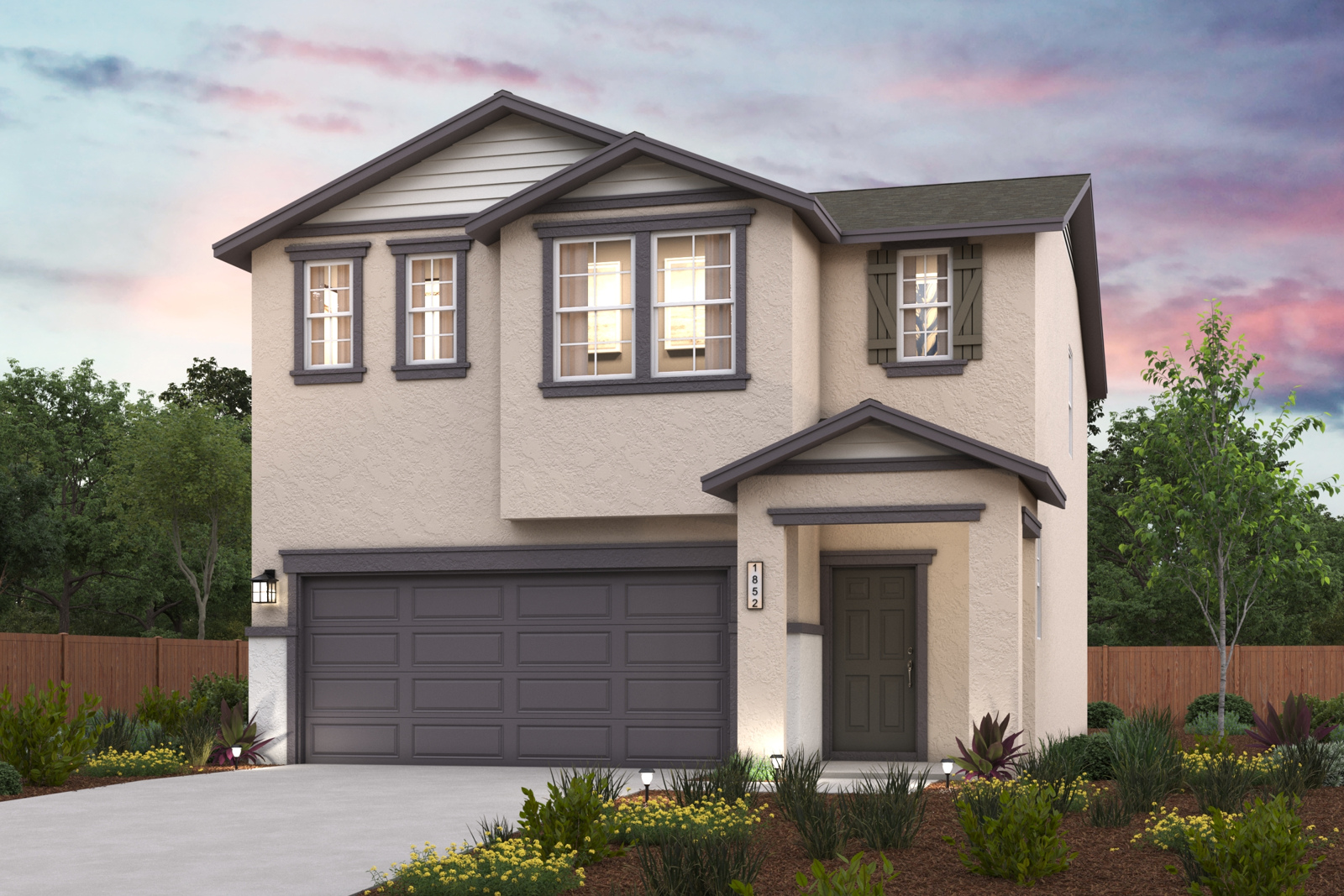 A house with a garage.