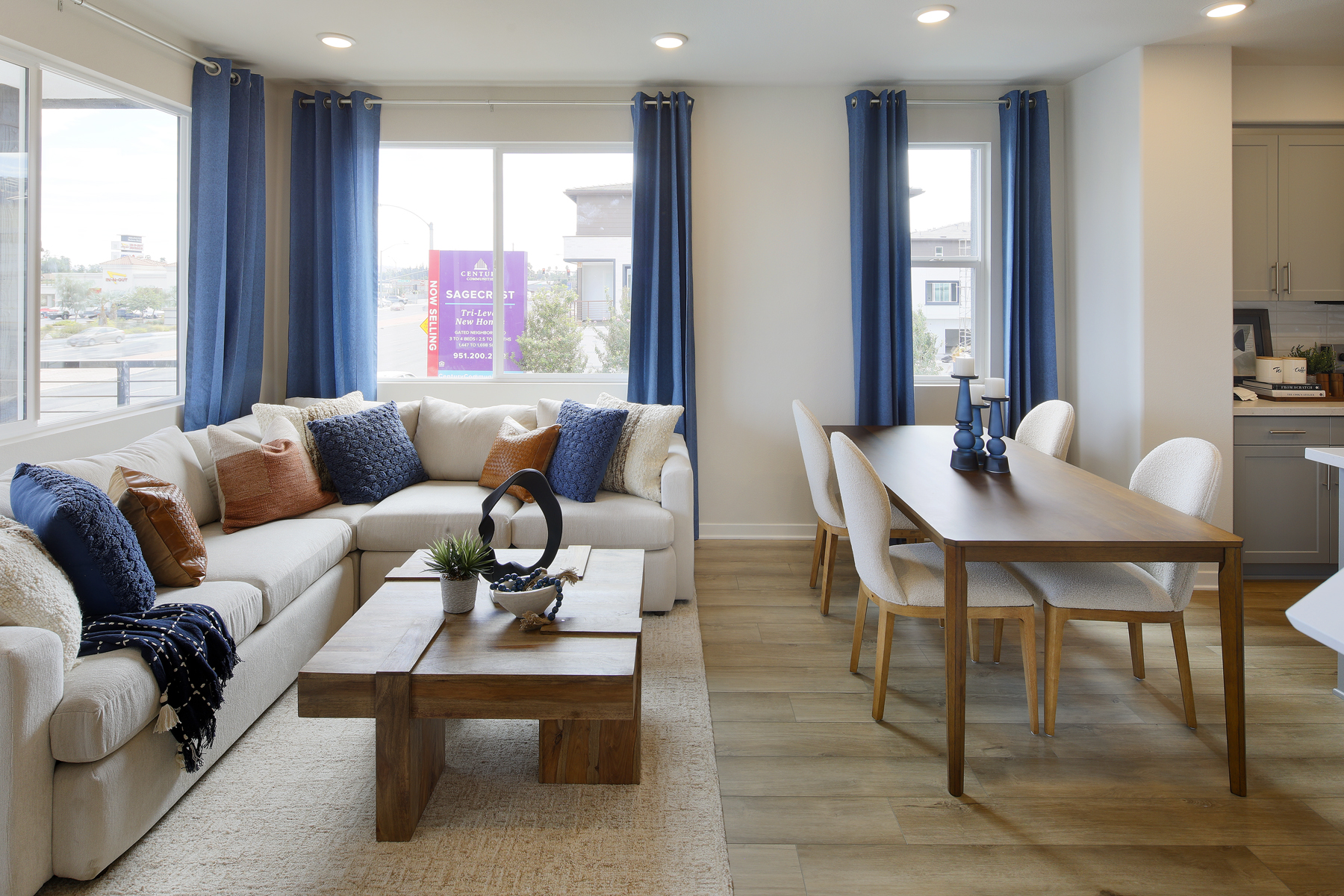 A living room with a couch and a coffee table.