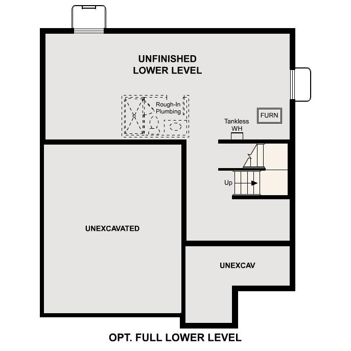 Diagram, engineering drawing. Jay Floorplan, Basement Option