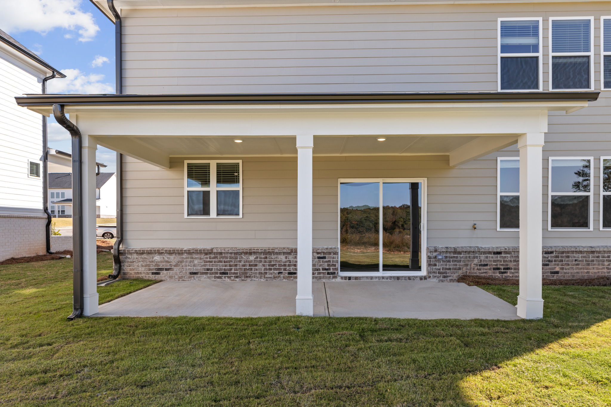 A house with a front yard.