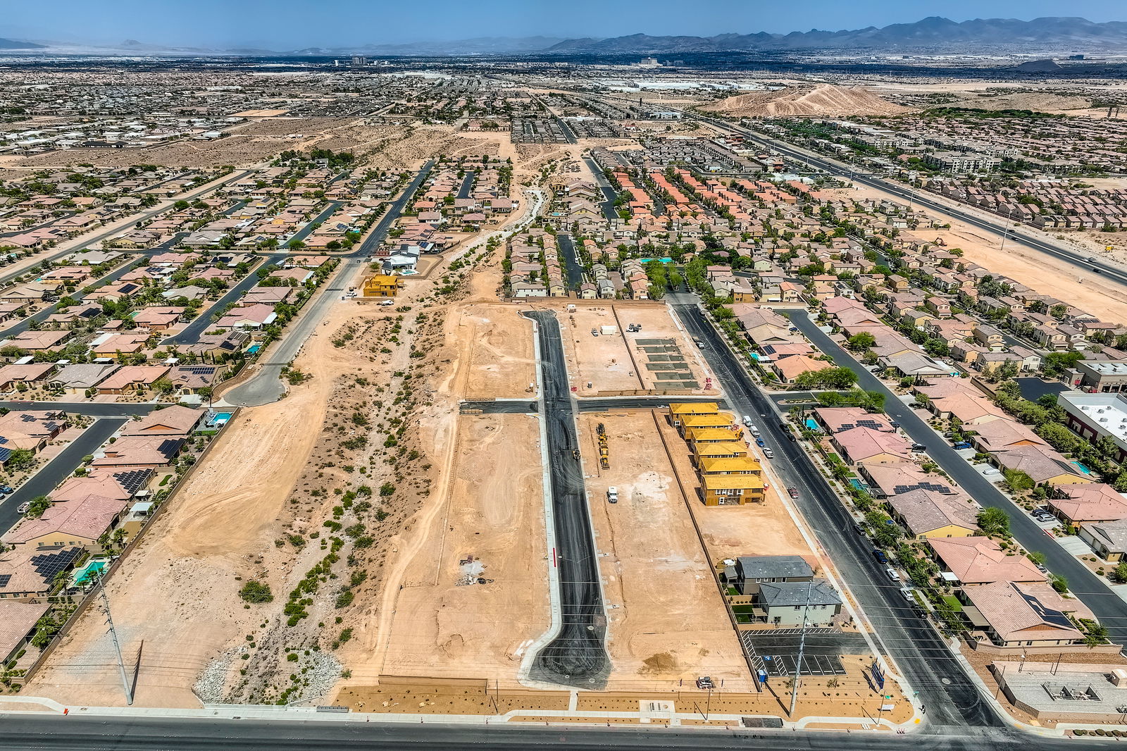 An aerial view of a city.