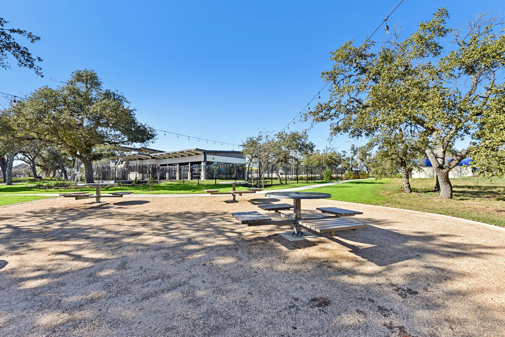 A park with a picnic table.