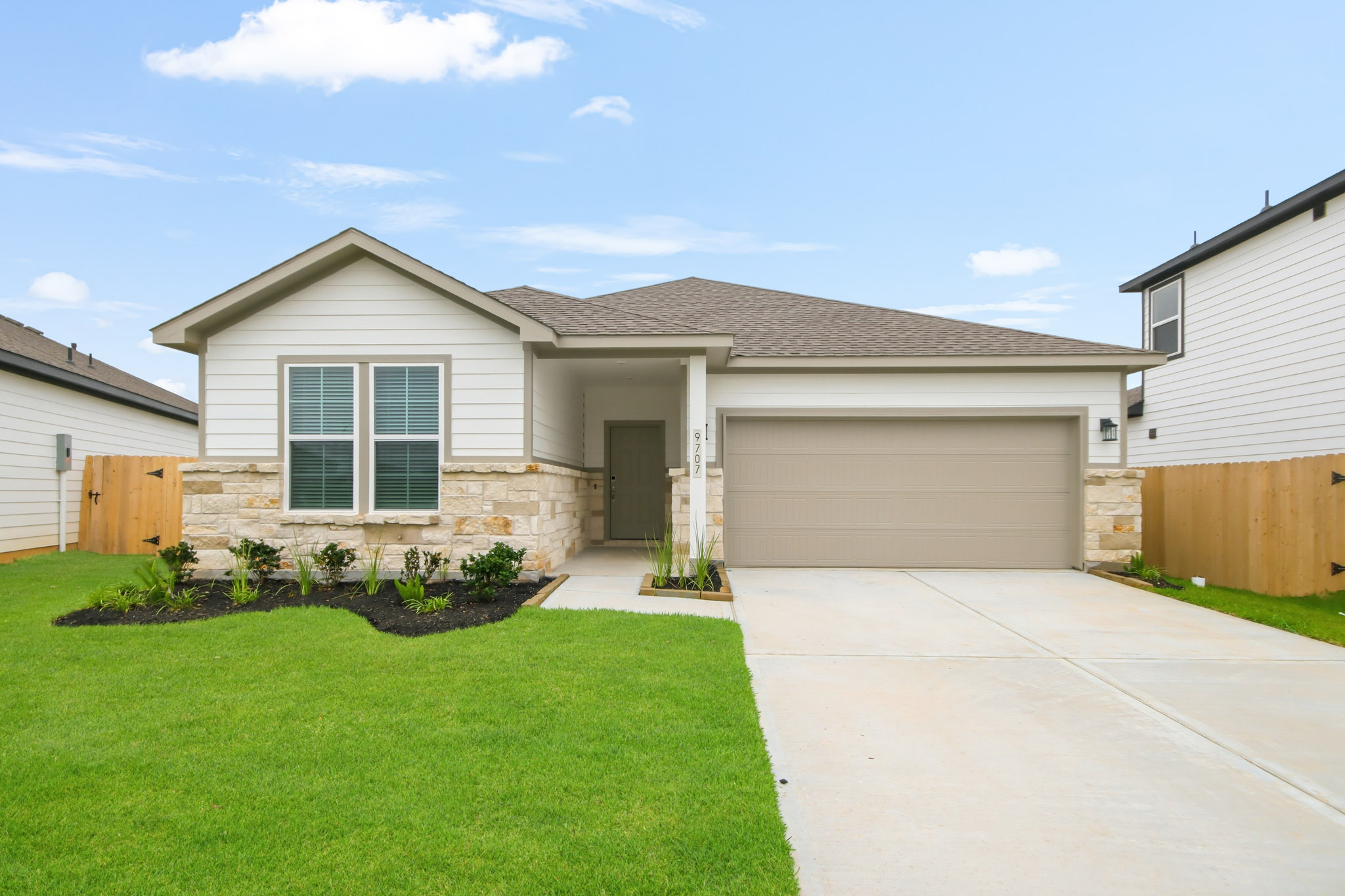 A house with a driveway.