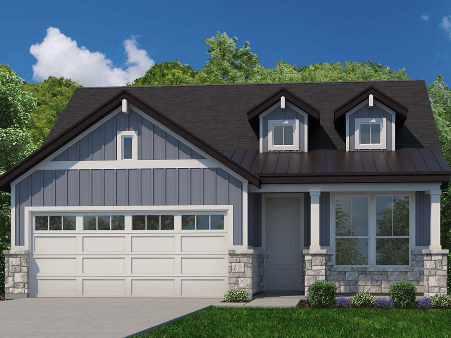 A house with a garage.