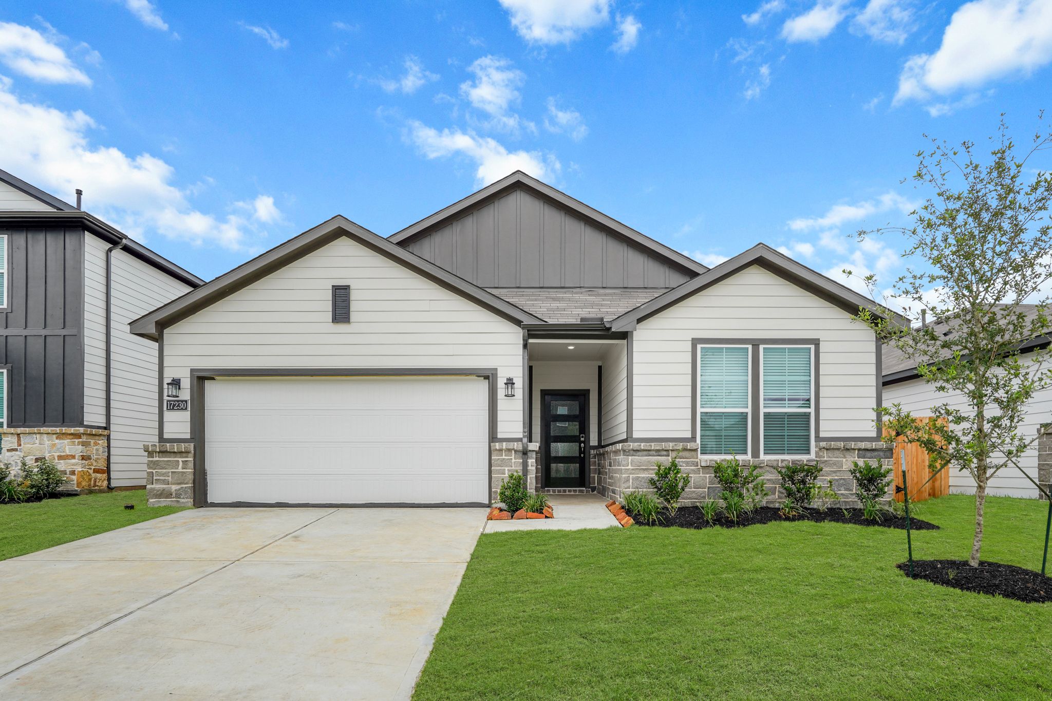 A house with a garage.