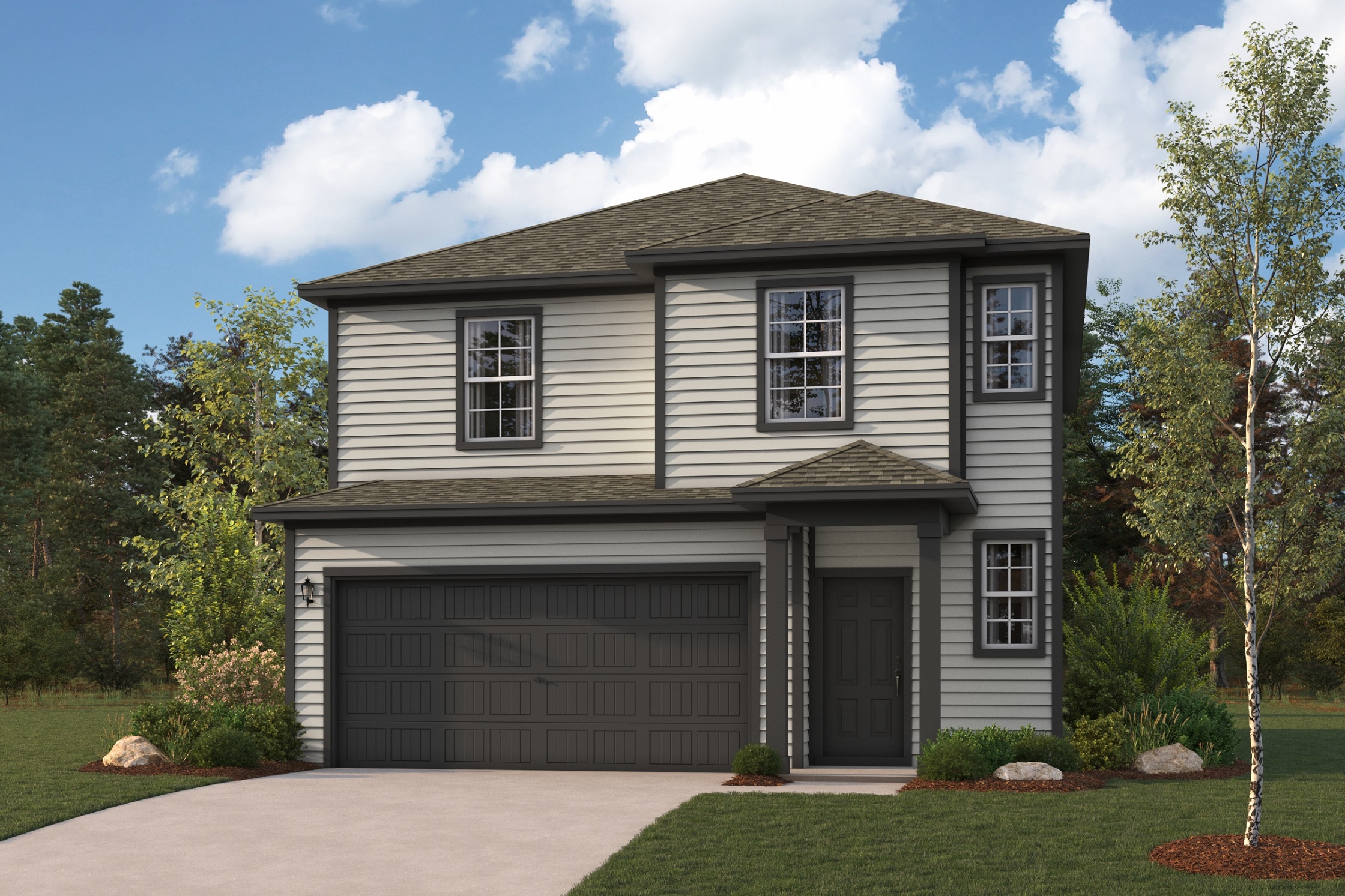 A house with a garage.