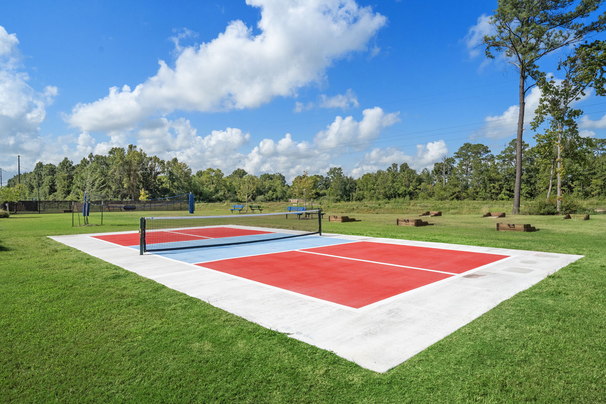 A track with a red and white track on it.