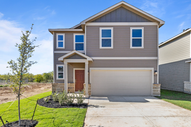 A house with a garage.