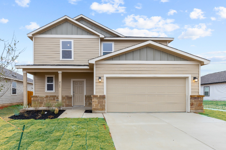 A house with a garage.