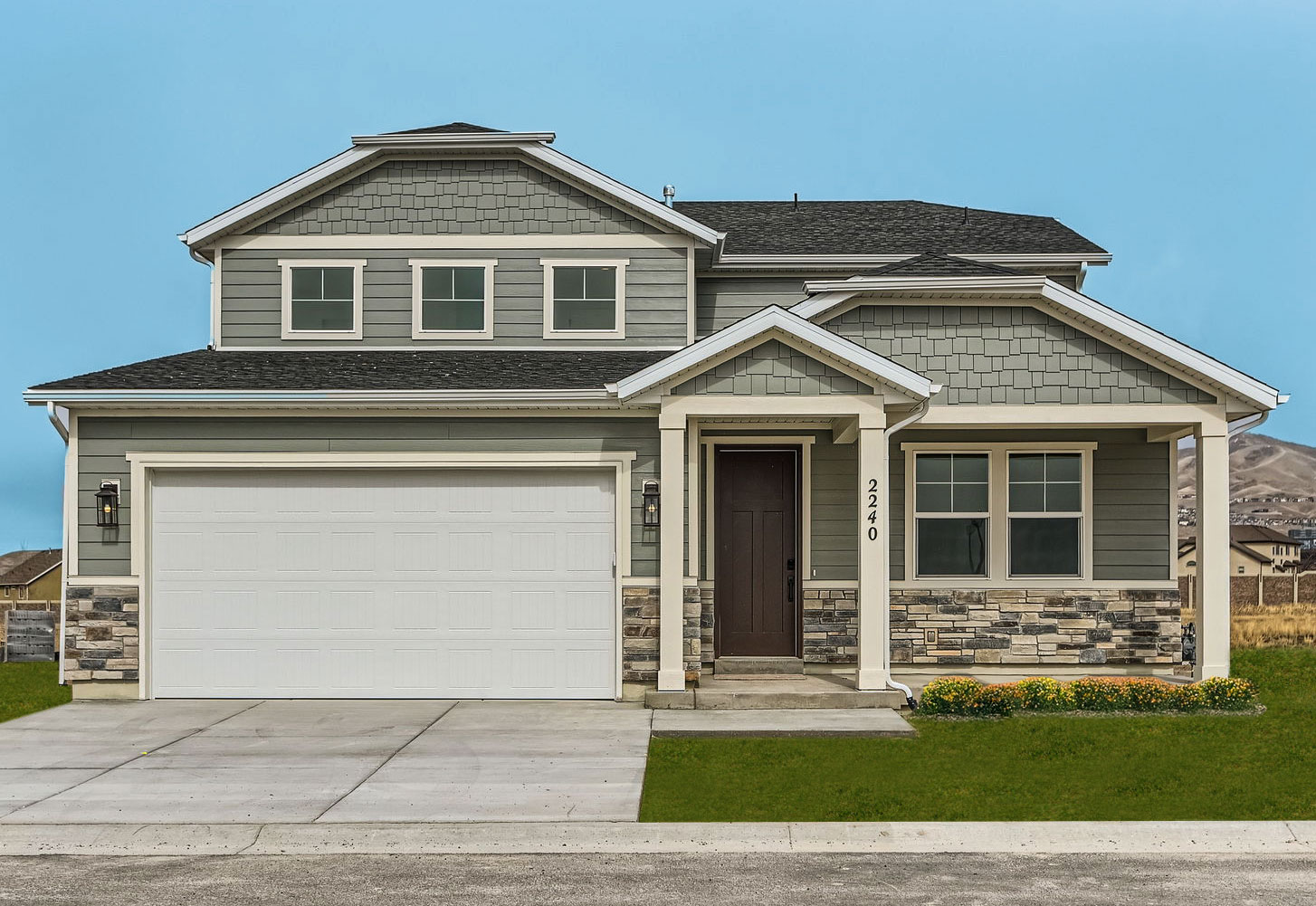 A house with a garage.