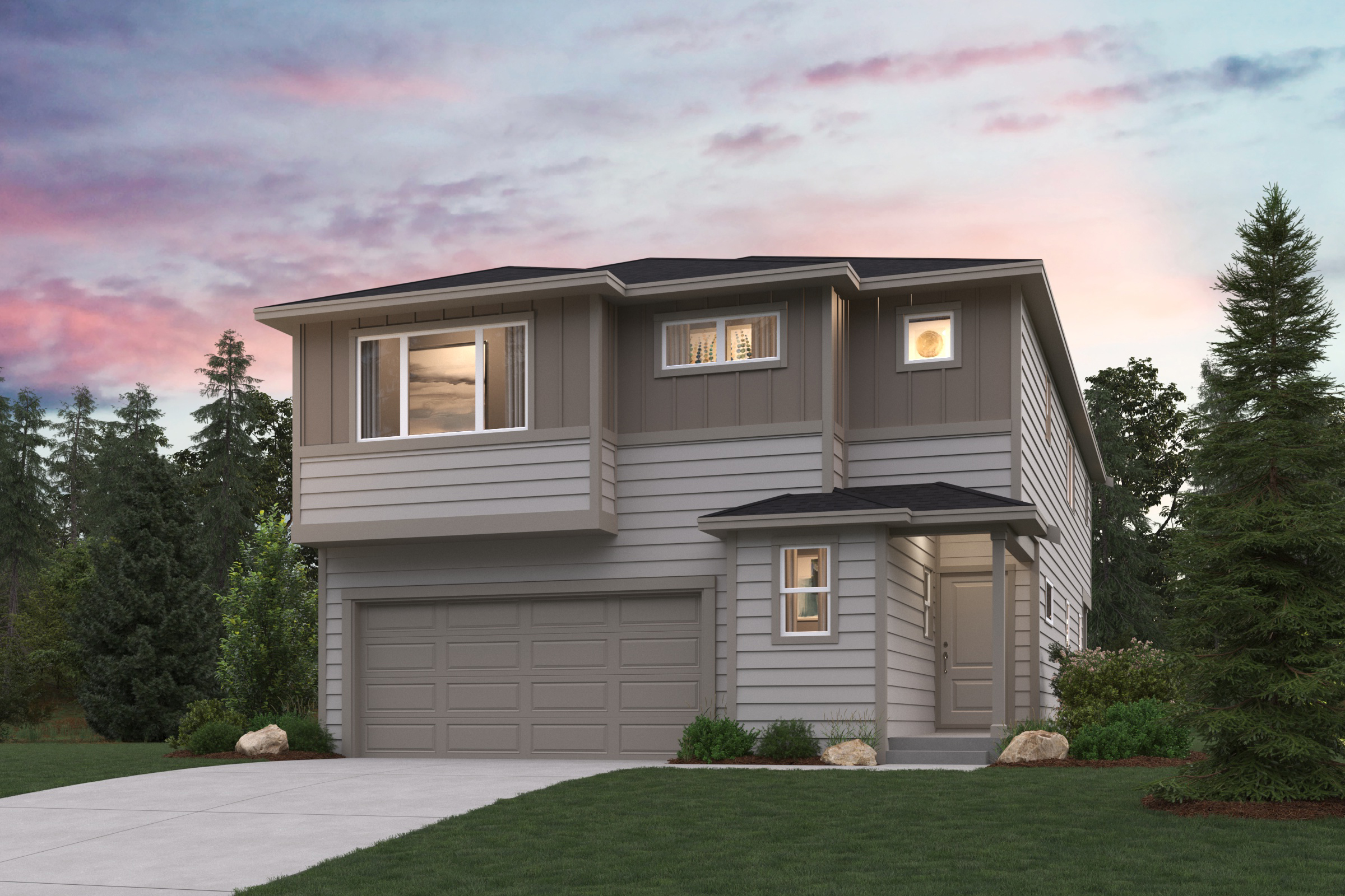 A house with a driveway.