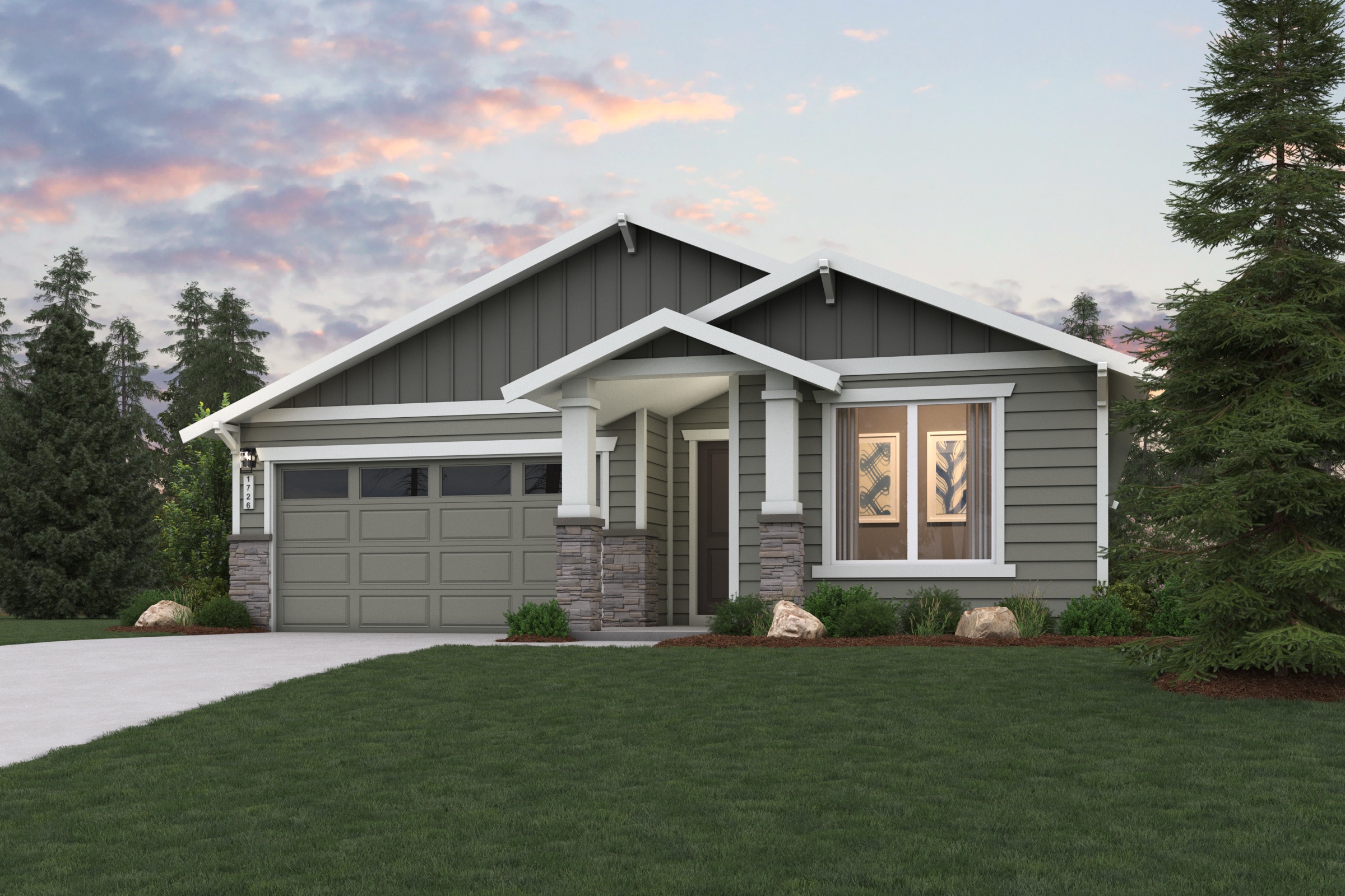 A house with a large front yard.