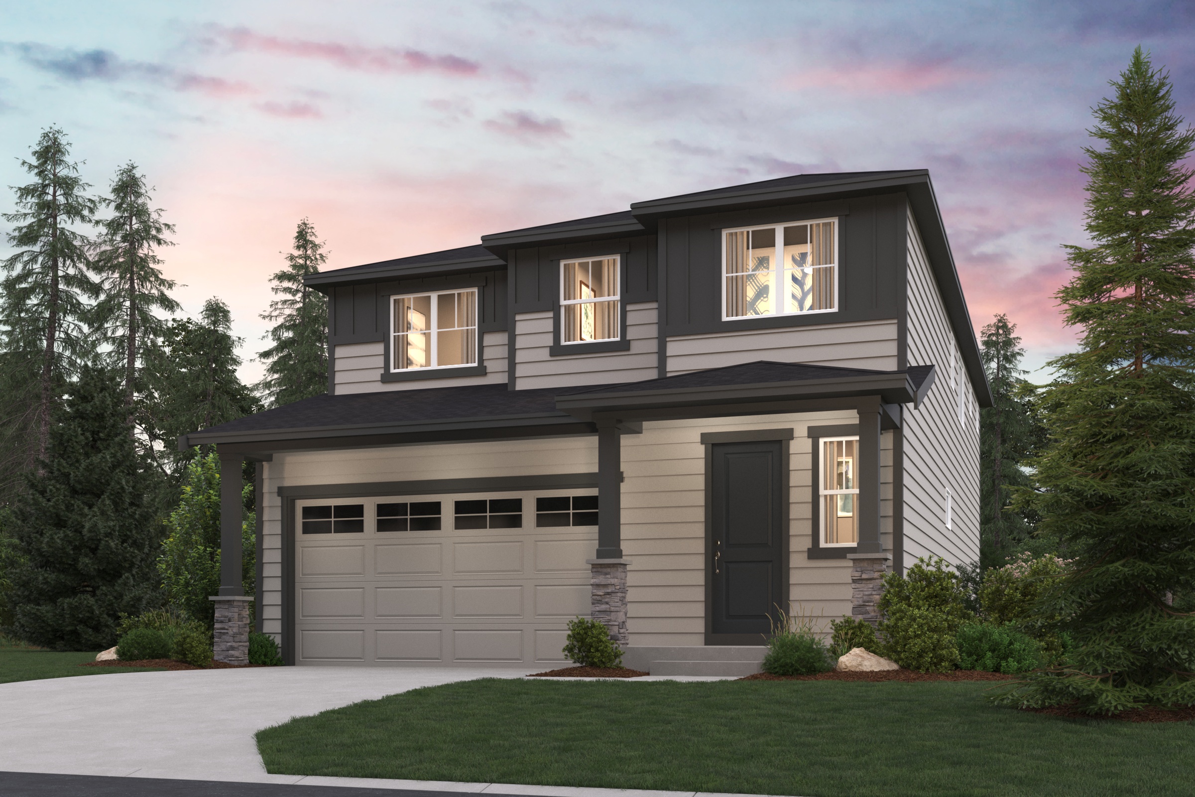 A house with a garage.