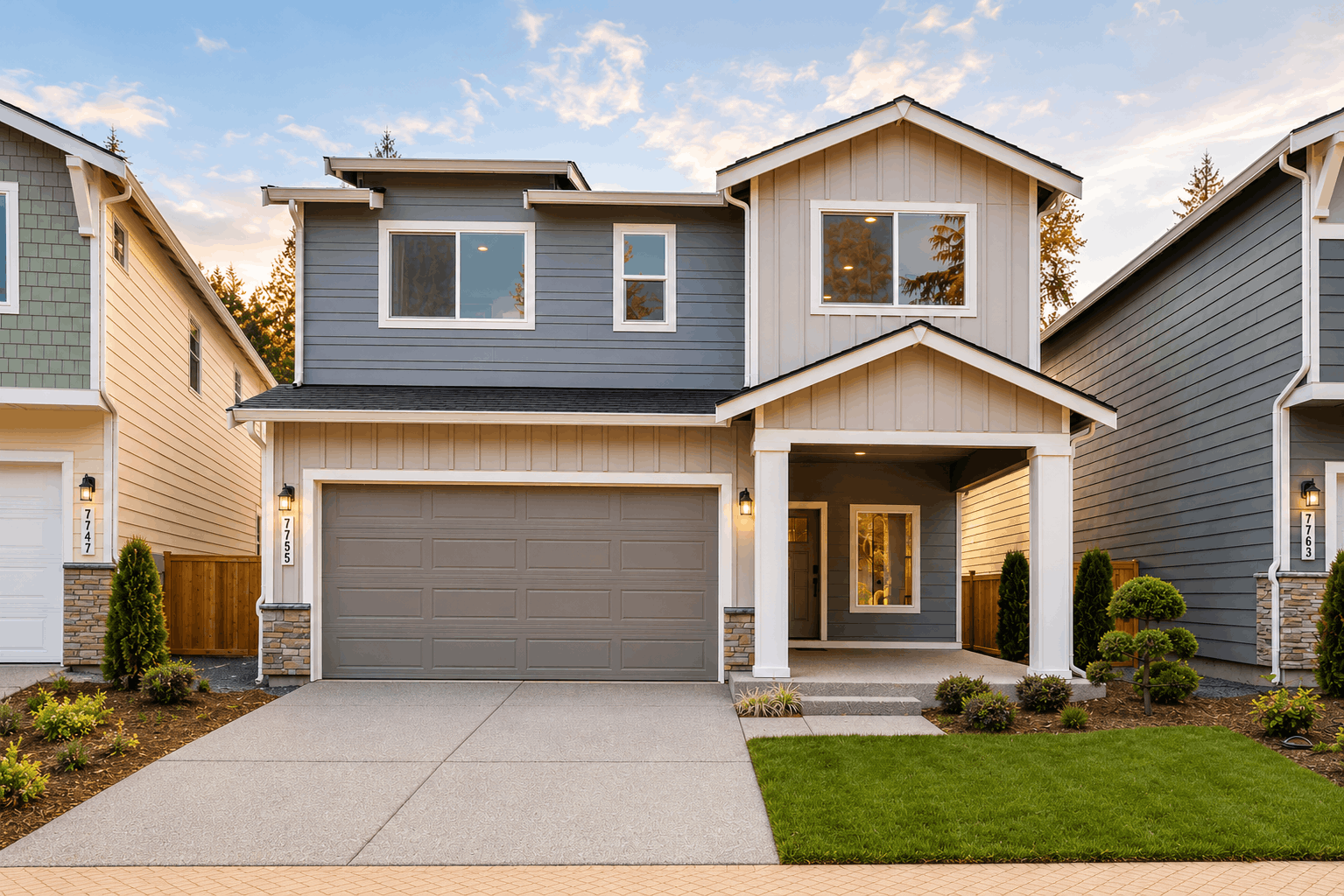 A house with a garage.