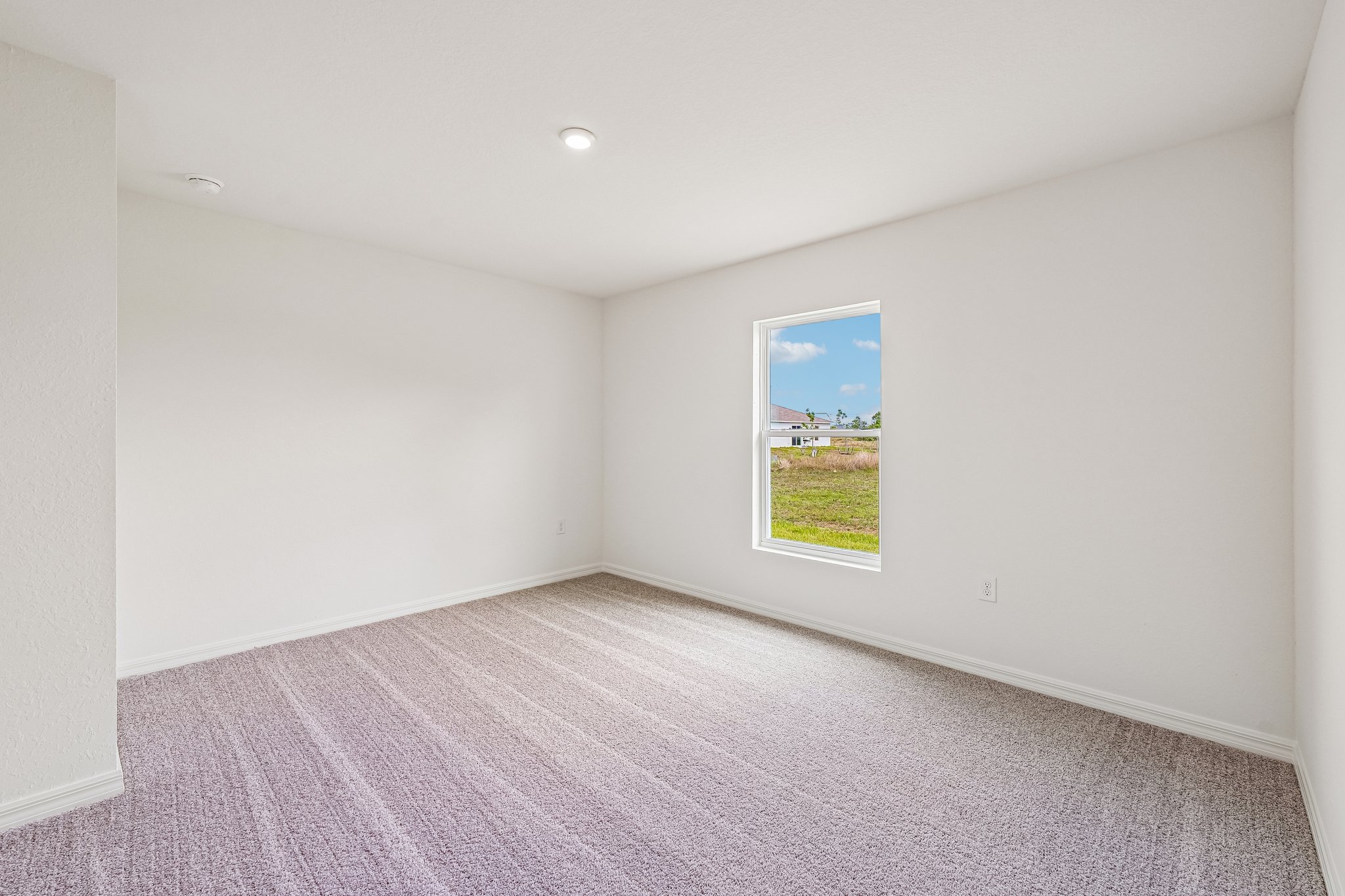 A room with a carpet and a painting on the wall.