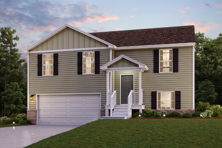 A house with a garage.