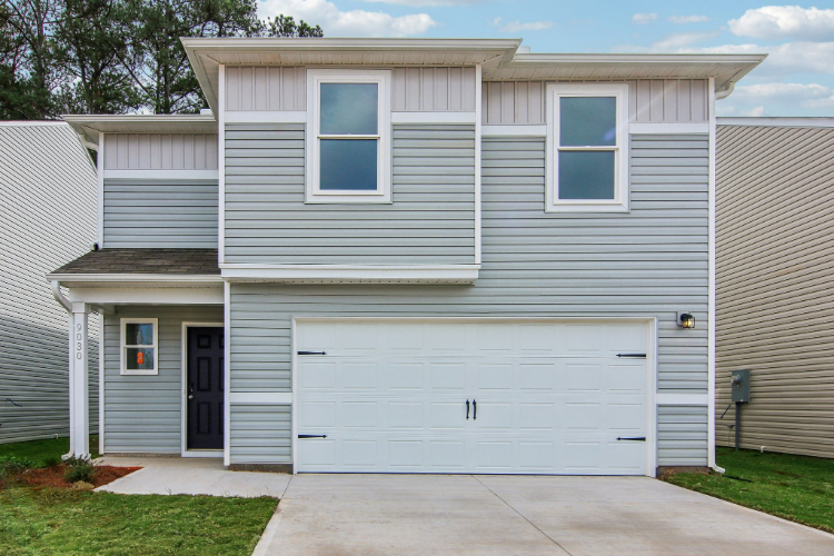 A house with a garage.